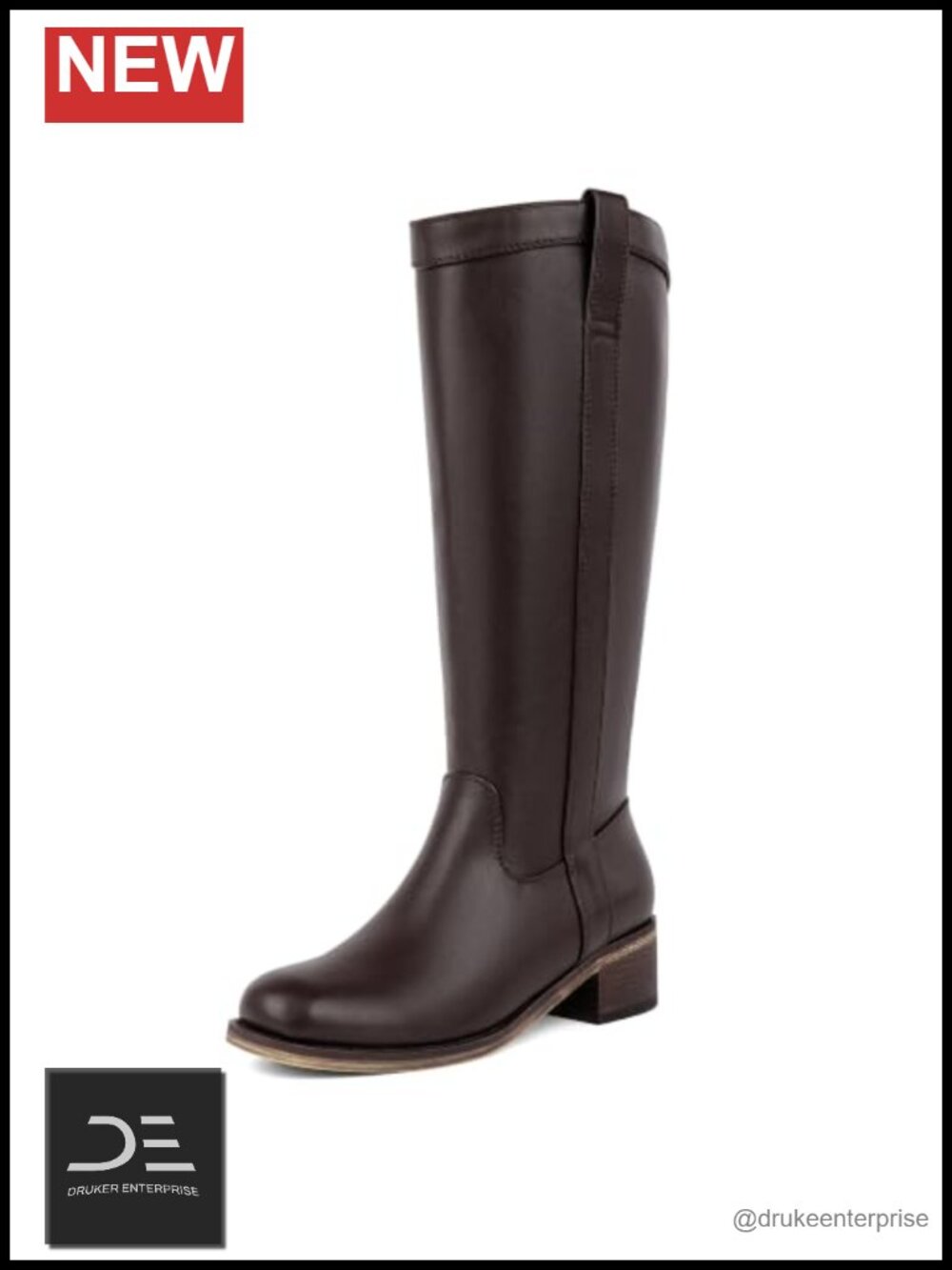 Knee High Boots for Women Chunky Low Heel Tall Boots Faux Leather